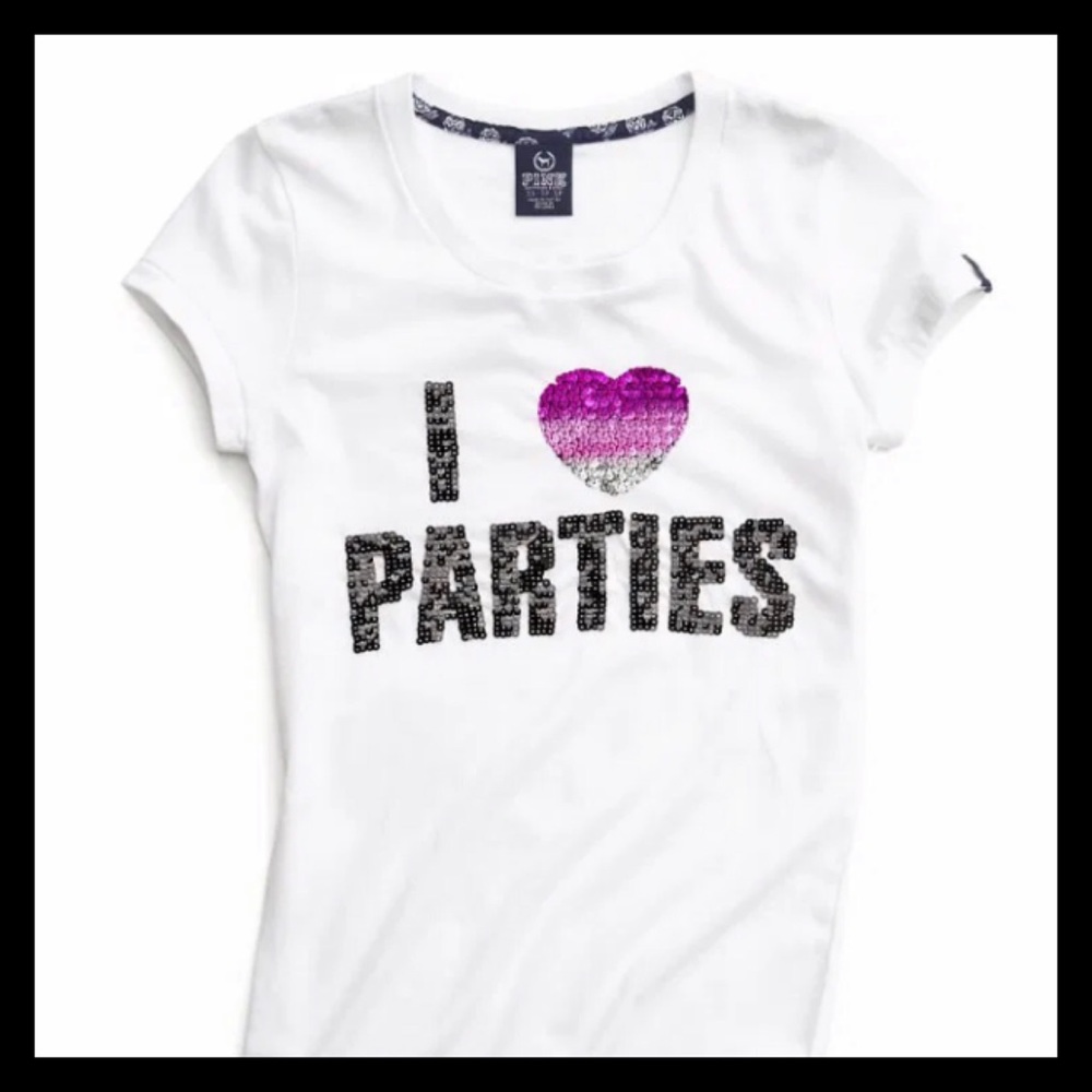 💕✨ⓅⒾⓃⓀ ⓋⓈ VINTAGE Bling “I💖PARTIES” Tee✨💕 - Picture 13 of 13